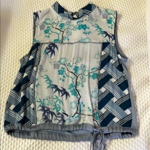 Floral and Geometric Sleeveless Top